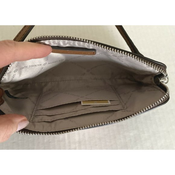 New Michael Kors Jet Set Travel Large top zip wristlet Brown / Tangerine Multi - Picture 4 of 4